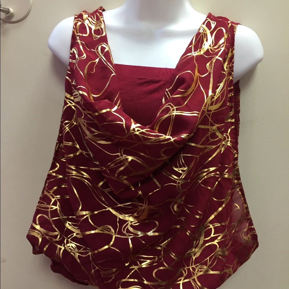 Dark Red and Gold Top